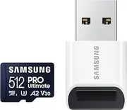 [Samsung] PRO Ultimate 512GB microSD Memory Card + Adapter, Up to 200 MB/s, 4K UHD, UHS-I, Class 10, U3,V30, A2 for GoPRO Action Cam, DJI Drone, Gaming, Phones, Tablets