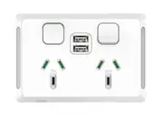 Clipsal Pro Series P3025USB2-XW - Double Power Point 2 x USB - GPO 10Amp 250v Extra Vivid