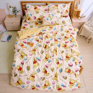 戀家小舖 台灣製床包 單人床包 床單 甜點馬卡龍 100%精梳棉 床包枕套組 40支精梳棉 迪士尼 小熊維尼