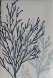 Wall Art Unframed CANVAS, BLUE CORAL embellised w 3-D SEQUINS