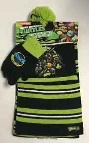 Boy's Teenage Mutant Ninja Turtles Winter 3 Piece Beanie Hat Gloves Scarf Set