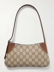 [Gucci] Gucci - Gg Emblem Mini Leather-trimmed Printed Coated-canvas Shoulder Bag - Brown - One size One size Brown