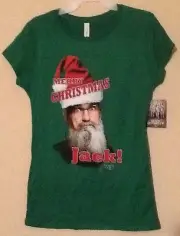 Ladies Large DUCK DYNASTY T Shirt " XMAS Si " Green NEW Duck Commander