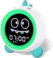 Kids Alarm Clock, Toddler Sleep Training Clock with Night Lights, Sound Machine, Time to Wake Grow Clock for Children (Green)