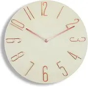 30cm Wall Clock - Quiet and no Ticking, Easy to Read, Suitable for Home, Office, Classroom, School - Battery Powered - Nordic Simplicity Style (Wood Grain)