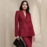 NWT! Banana Republic Malbec Red Lido Sculpted Wool Blazer - Size 14