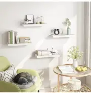 Fixwal Floating Shelf, Set of 4 White Shelves with Invisible Brackets, Modern
