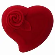 Heart Shape Velvet Ring Box Jewelry Display Engagement Wedding Jewelry Boxes Rose Flower Design Gifts Holder for Couple red