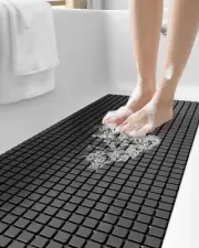 DEXI Bath Tub Shower Mat Non-Slip 16 x 39 Extra Long Bathtub 16"x39", Black