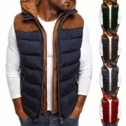 Stylish Men's Sleeveless Hooded Puffer Jacket Quilted Winter Coat Outwear