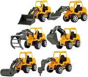 Vaguelly Boys and Girls Educational Construction Car Toy Set 6pcs Plastic Excavator Models Fine Craftsmanship Digger Trucks Bulldozer Toy