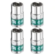 4pcs 1/2" Drive 6 Points Socket 14mm CR-V Metric Shallow Socket, Silver Green