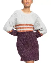 Roxy Milky Cloud Long Sleeve Sweater Dress, Wine, Medium(US 7-9)