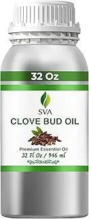 SVA Clove Bud Essential Oil 32 Oz 100% Pure Natural Undiluted Premium Therapeutic Grade Oil Huge Bottle For Skin, Teeth, Diffuser, Aromatherapy