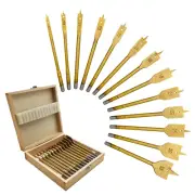 13-Piece Spade Drill Bit Sets, Carbon Steel Paddle Flat Bit with Quick Change Sh