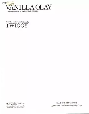 TWIGGY VANILLA OLAY SHEET MUSIC PIANO/VOCAL/GUITAR/CHORDS VERY RARE 1976 NEW