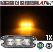 3 Led Amber Recovery Strobe Flashing Grille Lightbar R65 Lamp Truck Beacon Light