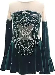 [Zagitova] Women's Figure Ice Skating Dress, Girls' Gradient Roller Skate Wear Gymnastics Activewear for Competition