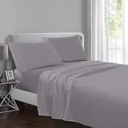 Yorkshire Bedding Flat Sheet Super King 100% Egyptian Cotton 200 Thread Count Breathable and Fade Resistant Hotel Quality Grey Bed Sheets (270 cm x 310 cm)