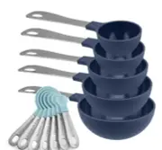 Blue 12 PC MEASURiNG CUPS SET AND MEASURiNG SPOON SET Stainless Steel NEW!!!