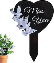 Rukjmqi Memorial Grave Markers | Memorial Remembrance Plaques Cemetery Stake,Heart Shape Waterproof Plaques Stake Remembrance Graveyard Decorations for Yard, Friend & Relative