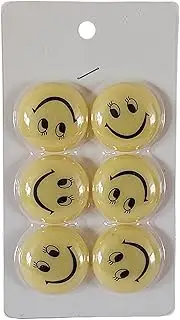 Smiley Round Shaped Multipurpose 60pc Magnet Set for Fridge, Notice Board, Crafts and More (30 mm, Yellow)