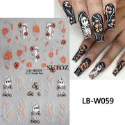 2024 Halloween Nail Stickers Cute Strawberry Spider Sunflower Skull Micro-Carving Nail Adhesive Stickers Ten Sets