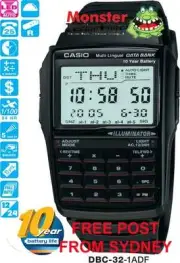 CASIO WATCH CALCULATOR TELEMEMO DBC-32 DBC32 DBC-32-1 5-ALARMS, STOPWATCH, LIGHT