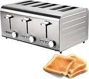 4/6-Slots Commercial Toaster – Stainless Steel Toaster with 7 Levels, Frozen/Cancel/Reheat Functions, Auto Pop-up & Removable Crumb Tray for Home, Store, Hotel 6-Slices