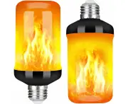 LED Flame Effect Fire Light Bulb, Upgraded 4 Modes Flickering Fire Christmas Decorations Lights, E26 Base Flame Bulb with Upside Down Effect(2 Pack)