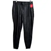 SPANX NEW Black Faux Leather-Like Joggers Pants Size Large $148