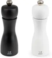 Classic 6-Inch Beech Wood Black Pepper and White Salt Mills - Adjustable Grind