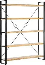5-Tier Bookcase 140x30x180 cm Solid Mango Wood Home Office Bookcase