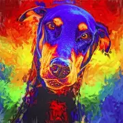 Dog Abstract Art Animal funny love high quality Canvas Print Home Decor Wall
