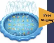 Water Splash Sprinkler Pad Baby Pool Outdoor Water Play Mat for 2-12 Years