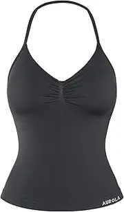 [AUROLA] Influence Longline Strappy Top Workout Tank Tops for Women Built in Shelf Bras, Impact Gym Sports Bra