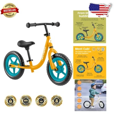 Goldfish-colored Toddler Balance Bike - 12" Airless Tires, Adjustable Seat