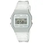 【CASIO 卡西歐】透明感方形復古運動電子錶-透明(F-91WS-7)