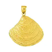 14K Gold Clam Shell Marine Mollusc Pendant