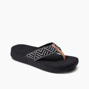 REEF Women's Cushion Cloud Textile Flip Flop Black Geo - CJ3581, Black Geo