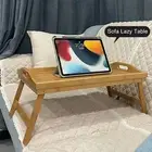 Versatile Folding Table Adjustable Viewing Angle Tray Bamboo Bed with Legs