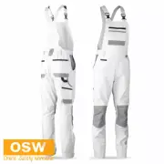 BN White Bisley Stretch Cotton Painters Contrast Bib & Brace Overall BAB0422