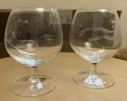 Vintage Rosenthal Crystal Brandy Snifters (2) 4” Etched Horse with Original Box!