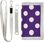 [miaozhen] Cartoon Dot Purple trifold money clip wallet for women simple sturdy billfolds with lanyard billeteras para hombre, Cartoon dot purple, 1 size