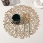Round Hollow Elm Leaves Placemat PVC Table Mats Hotel Dining Table