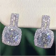 Ear Studs Huitan Hot Cubic Zirconia Stud Earrings for Women Silver Plated Ear Piercing Accessories Fashion Versatile Jewelry Ear Stud