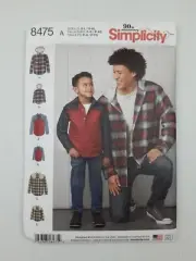 Simplicity Sewing Pattern 8475 Men Boys Jacket Shirt 3 styles Pattern Size S-XL