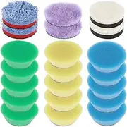 21Pcs Polishing Pad Kit, 1inch Washable Trapezoidal Sponge Pads, Wool Buffing Pad, Microfiber Fine and Coarse Buffing Pad for Car Polisher