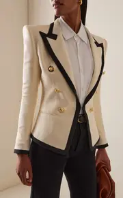 [Balmain] Double-Breasted Natte Blazer