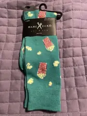 New Marc Ecko Men's Dress Casual Novelty Crew Socks Green with Popcorn